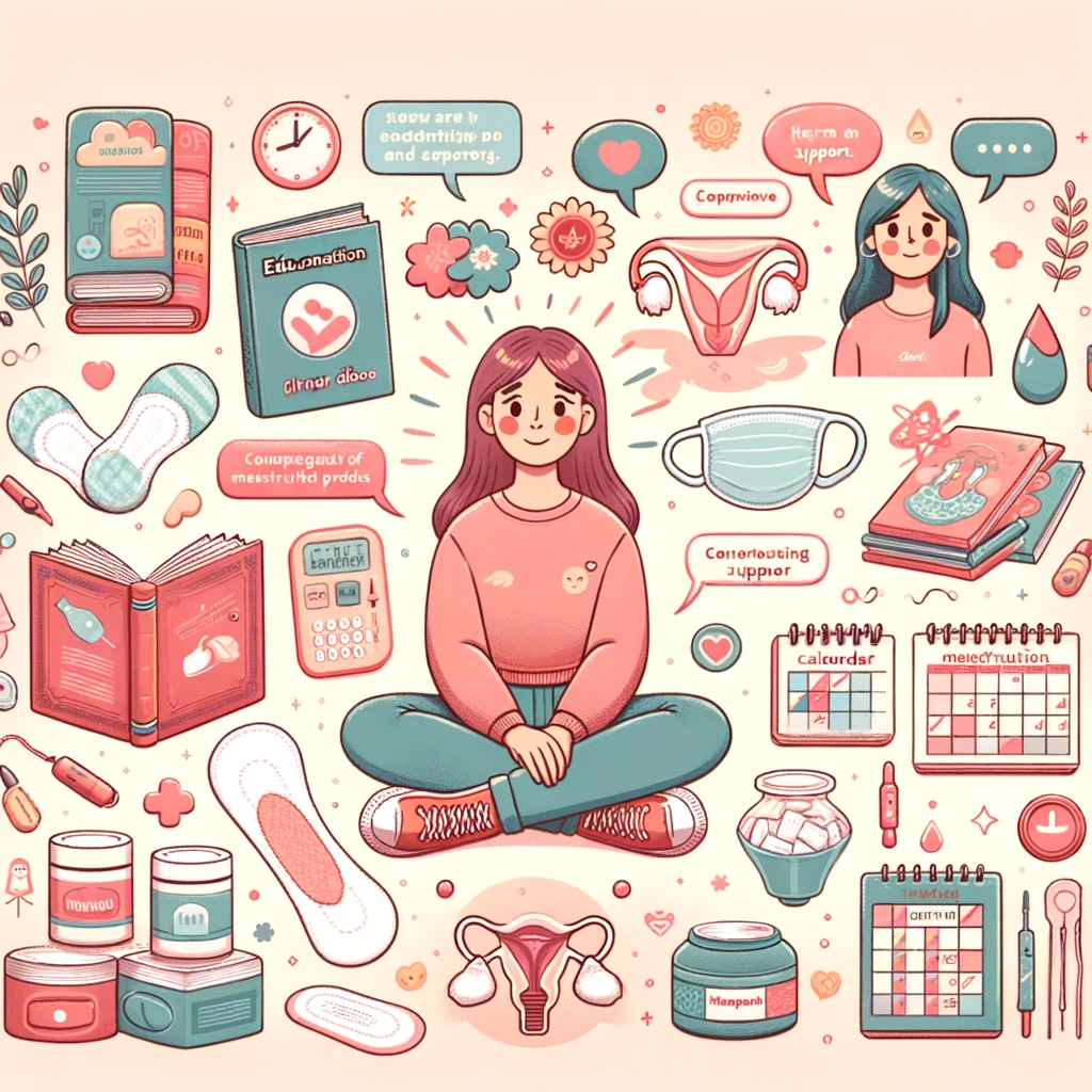 
primera menstruación, consejos menstruación, preparación menarquía, manejo síntomas menstruales, educación menstrual, apoyo menarquía, productos menstruales, salud reproductiva juvenil, diálogo sobre menstruación, transición a la adolescencia
        